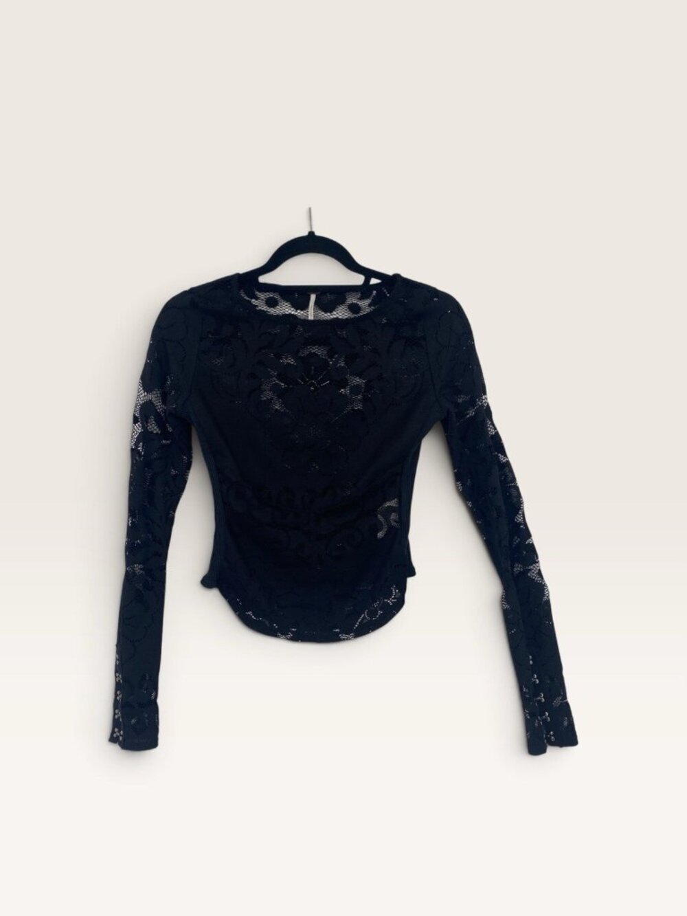 Free People Wild Roses Hook & Eye Cuff Lace Fitted Long Sleeve Top XS